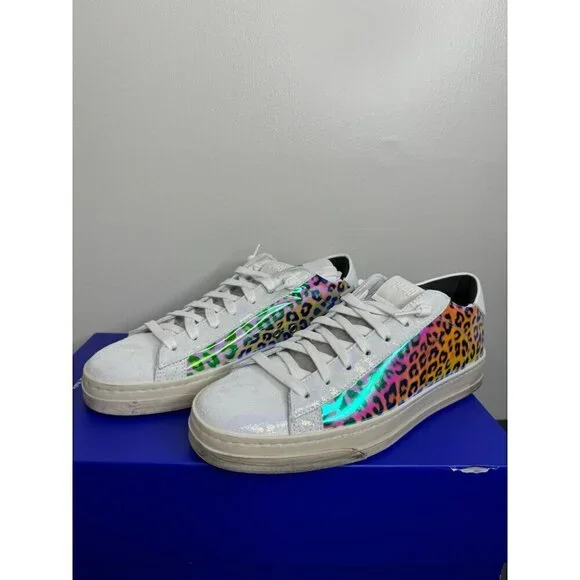 P448 Jack Leopard Hologram Sneakers Colorful Size 37 US 7 NEW $298 - Picture 4 of 6